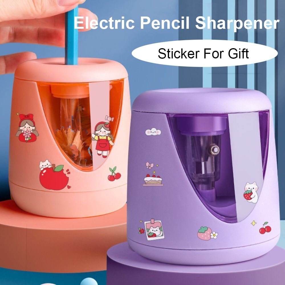 Electric Pencil Sharpener Usb - เครื่องเหลาดินสอไฟฟ้าอัตโนมัติ ใช้แบตเตอรี่/USB/ชาร์จไฟได้ พร้อมสวิตช์และสติกเกอร์ตกแต่ง เครื่องมือเครื่องเขียนสร้างสรรค์