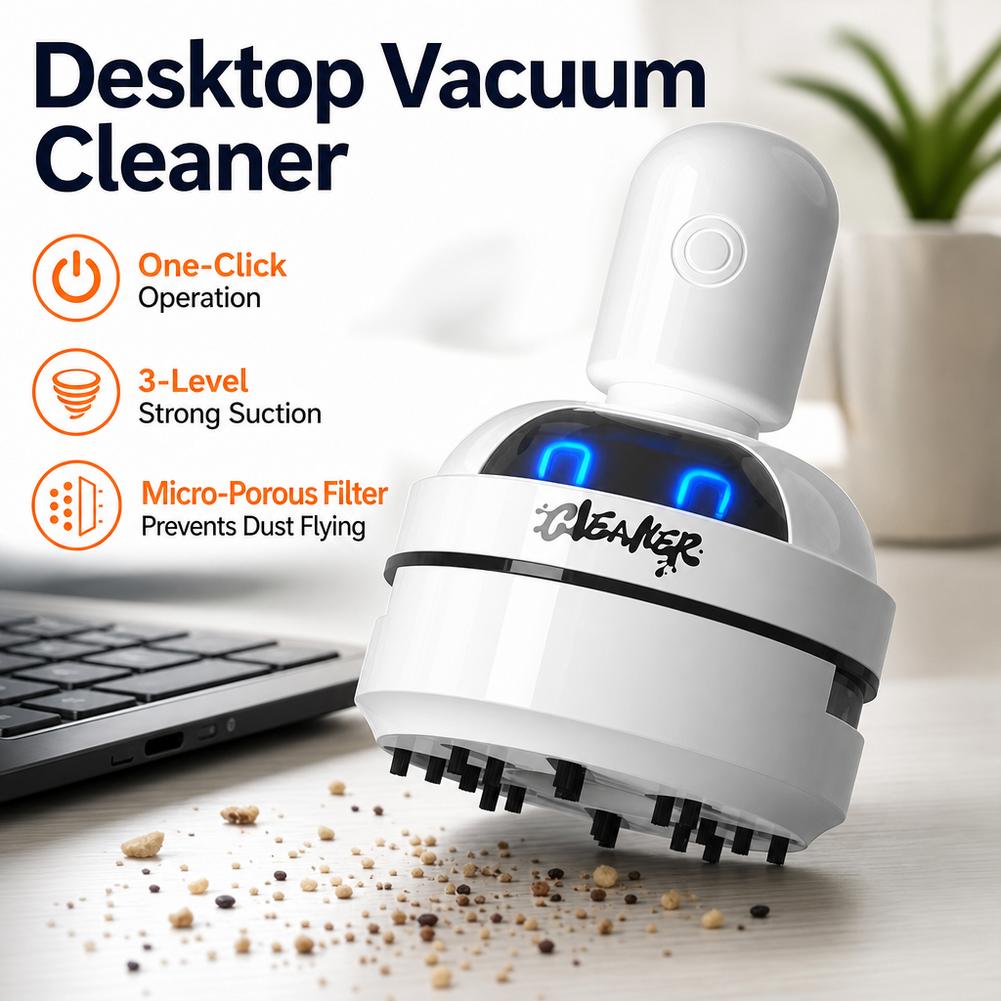 Mini Desktop Vacuum Cleaner For Eraser Dust - เครื่องดูดฝุ่นตั้งโต๊ะ ชาร์จ USB 3 ระดับแรงดูดสูง ขนาดเล็กน่ารัก