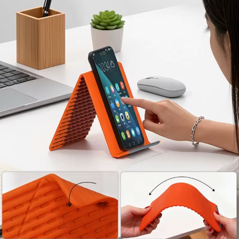 Office Furniture - ที่วางโทรศัพท์ซิลิโคนแบบพับได้แบบพกพาปรับได้หลายมุมขาตั้งตั้งโต๊ะสำหรับแล็ปท็อปแท็บเล็ตโฮมออฟฟิศ