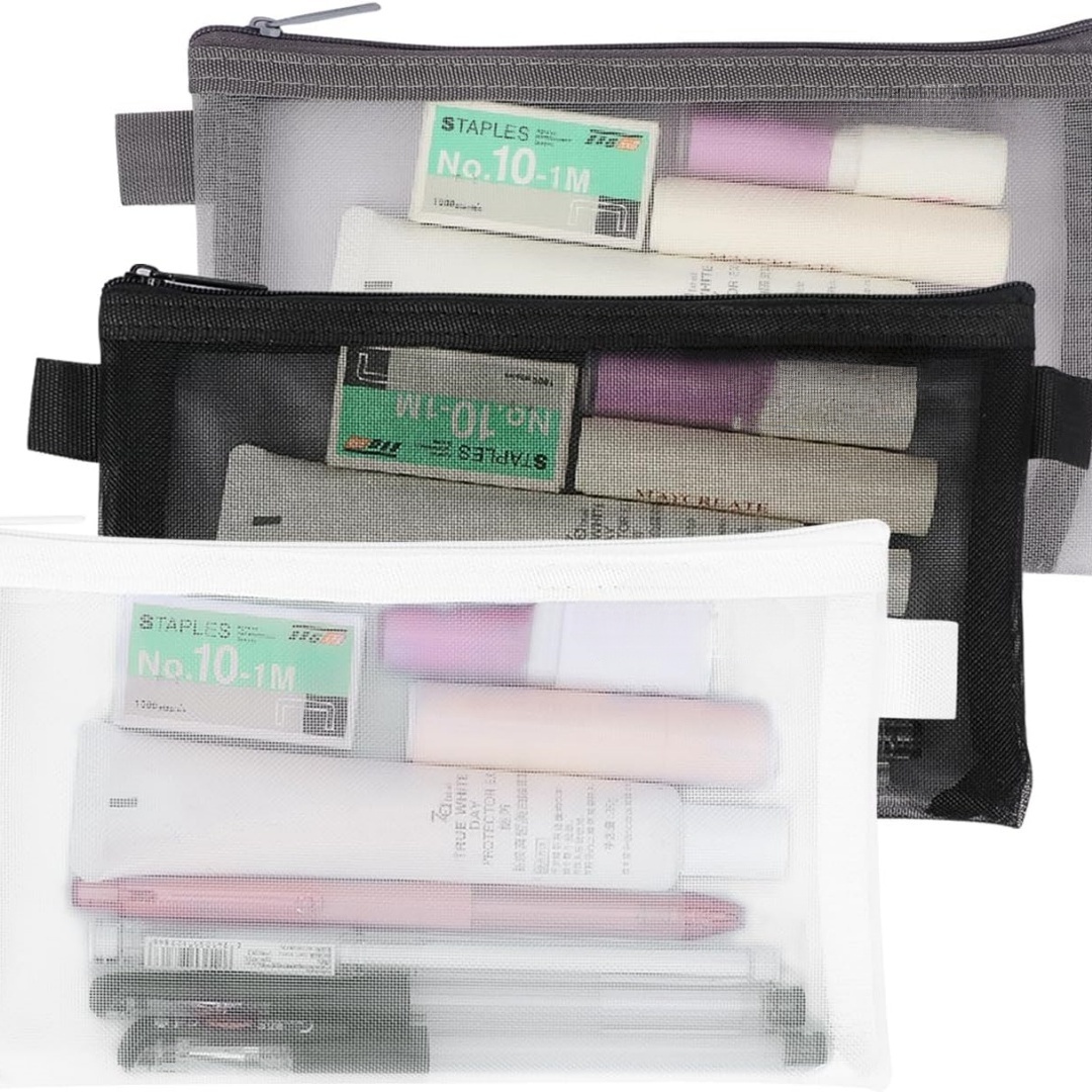 Clear Mesh Pencil Pouch For Exam - กระเป๋าเครื่องเขียนสำนักงานแบบพกพากระเป๋าใสสอบกระเป๋าดินสอตาข่ายซิปกระเป๋าปากกาป้องกันรอยขีดข่วนสำหรับสอบนักเรียน