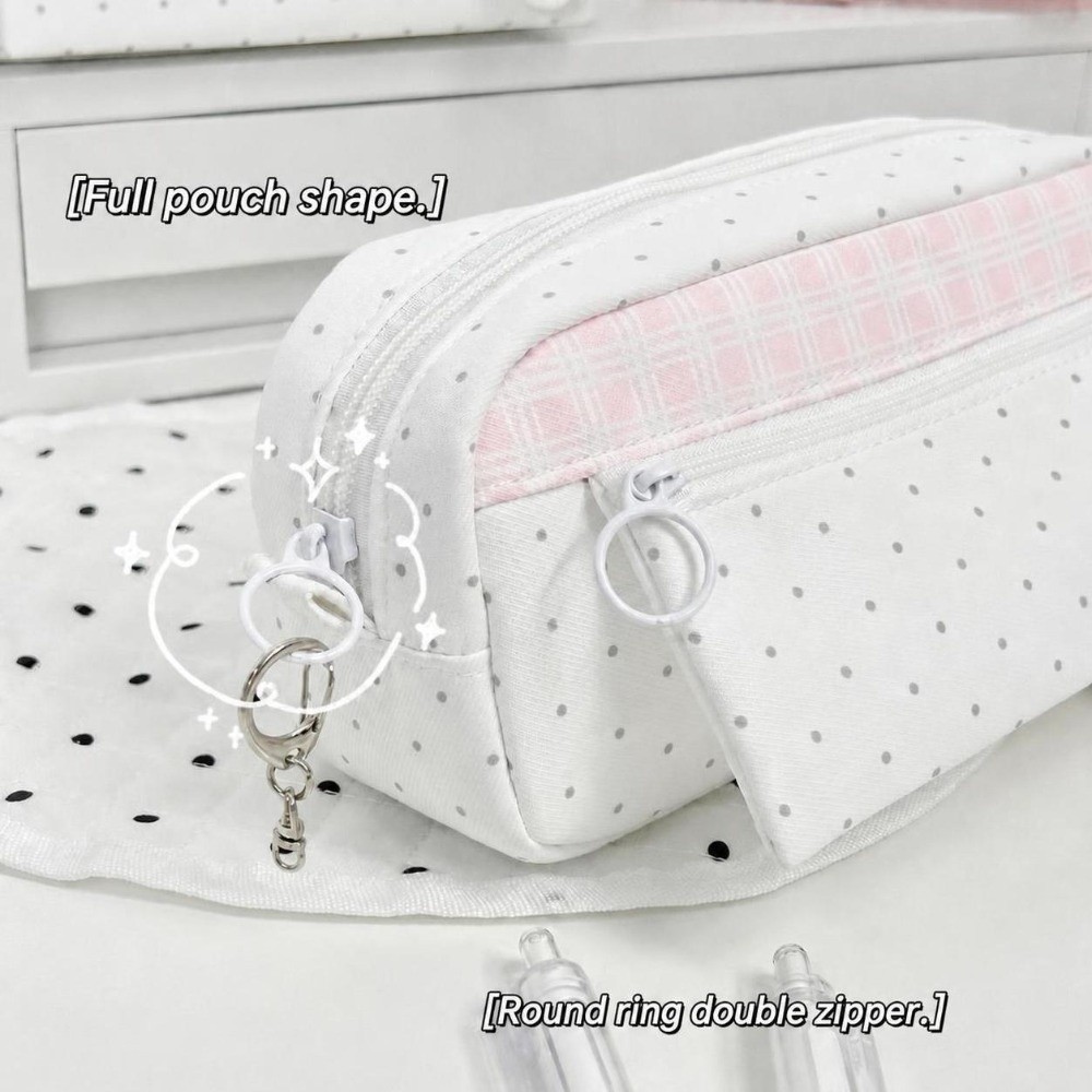 กระเป๋าดินสอลายจุดและลายสก็อตส - Aesthetic Large Pencil Case Pouch บทวิจารณ์และราคา