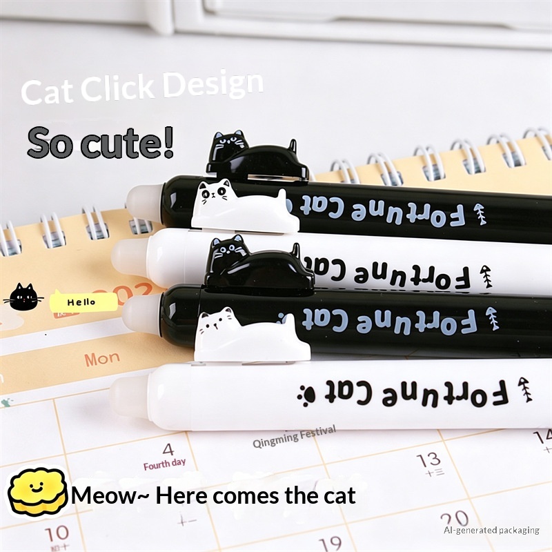 ปากกาเจลลบได้ลายแมวน่ารัก 4 ด้ - Retractable Eraser Pen Click บทวิจารณ์และราคา