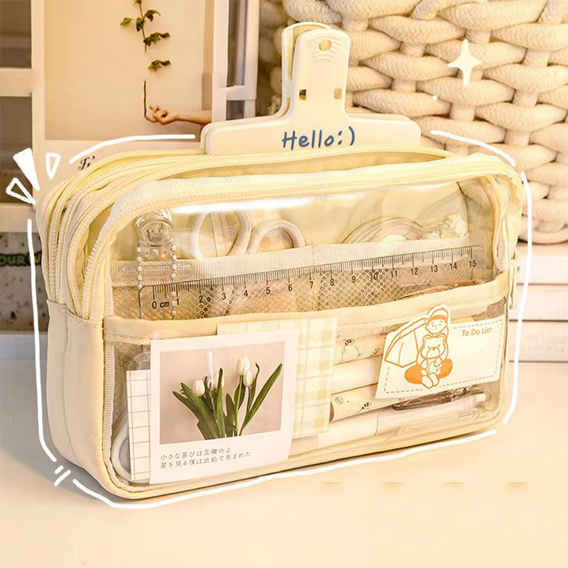 อุปกรณ์การเรียนสวยงาม กระเป๋าใ - Aesthetic Large Pencil Case Pouch บทวิจารณ์และราคา